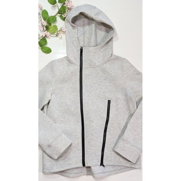 Betsey Johnson Performance Gray Asymmetric Scuba Hoodie - Picture 1 of 4